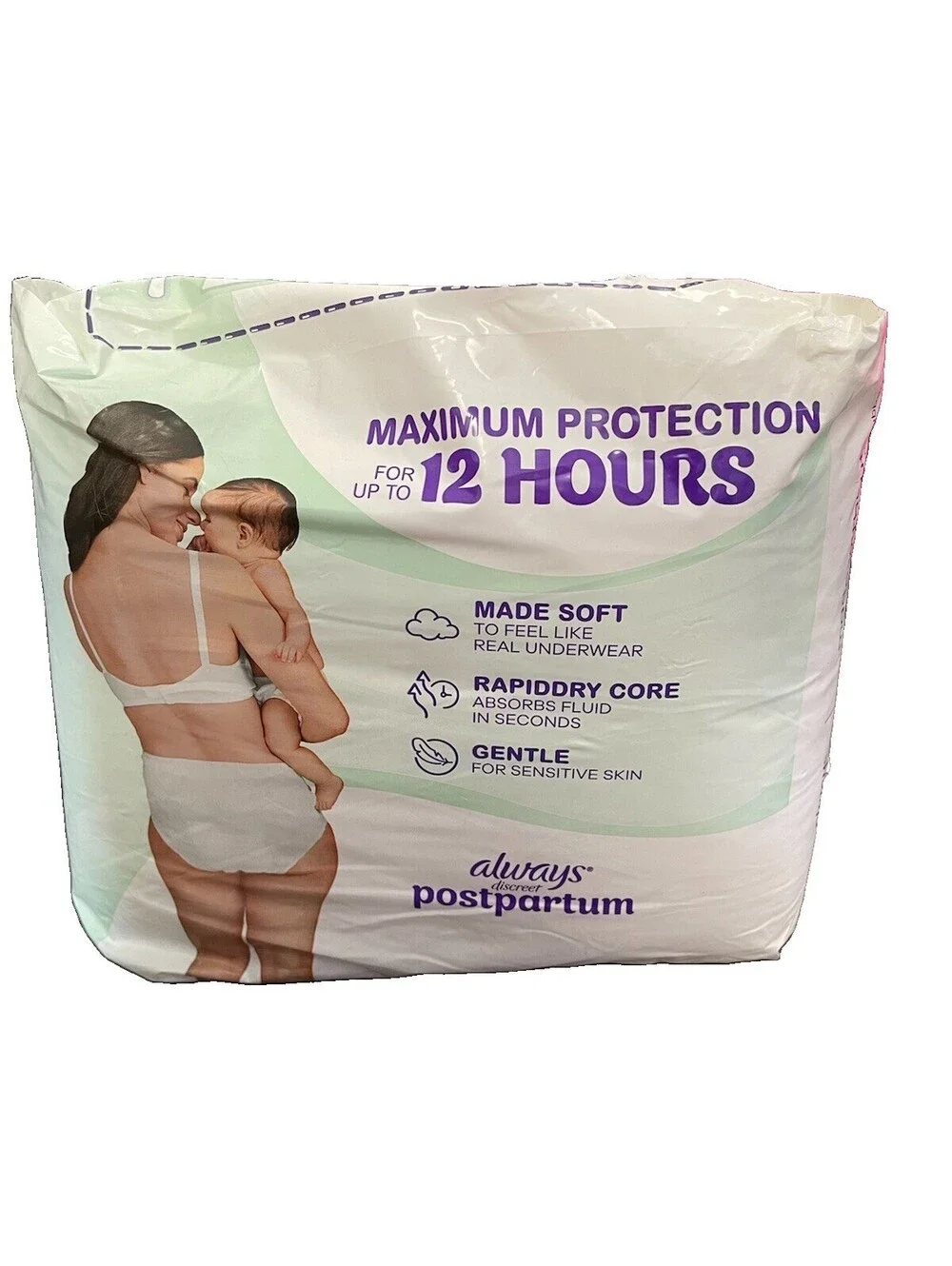 Always Discreet Adult Postpartum Underwear for Women, Size S/M, 14 Count